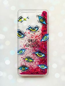 Чохол з плаваючими блискітками на Xiaomi Redmi 12C Рожевий :: Очі (принт 358)