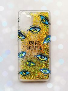 Чохол з плаваючими блискітками Samsung Galaxy A32 Золотий :: Очі (принт 358)