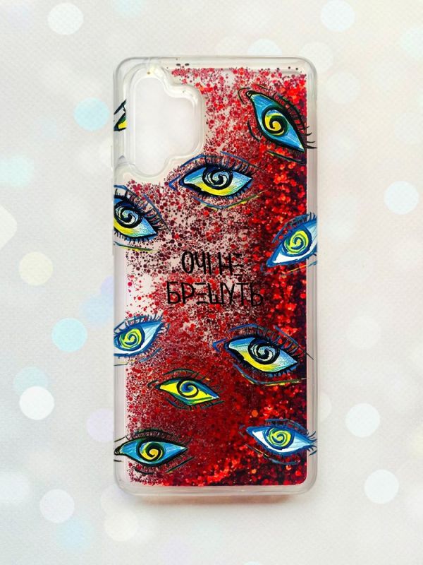 Чохол з плаваючими блискітками Samsung Galaxy A32 Червоний :: Очі (принт 358)