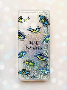 Чохол з плаваючими блискітками на Xiaomi Redmi 12C Срібний :: Очі (принт 358)