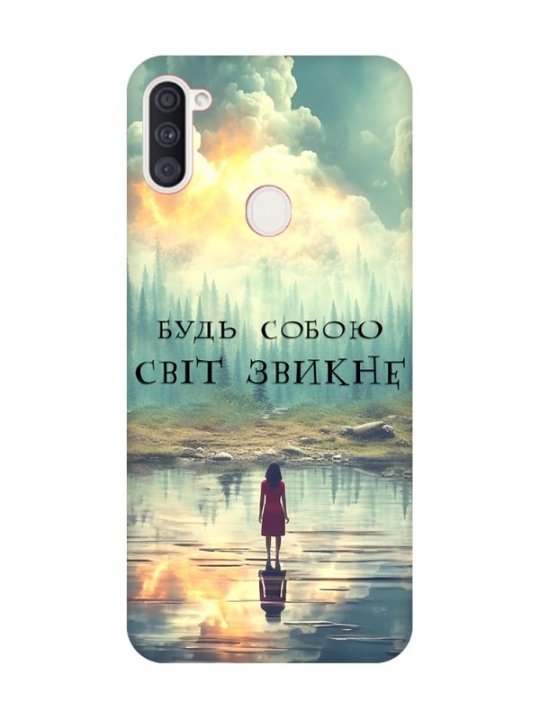 Матовий чохол з червоними боками на Samsung Galaxy A11 :: Будь собою (принт 356)