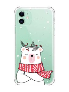 Чохол з потовщеними кутами на Apple iPhone 11 (6.1) :: Ведмідь у шарфі (принт 147)