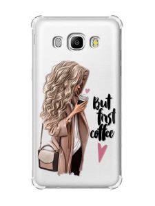 Чохол з потовщеними кутами на Samsung Galaxy J5(2016)/J510 :: Дівчина з кавою (принт 114)