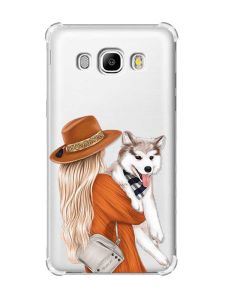 Чохол з потовщеними кутами на Samsung Galaxy J5(2016)/J510 :: Дівчина з песиком (принт 115)