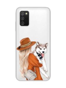 Прозорий чохол на Samsung Galaxy A03s :: Дівчина з песиком (принт 115)