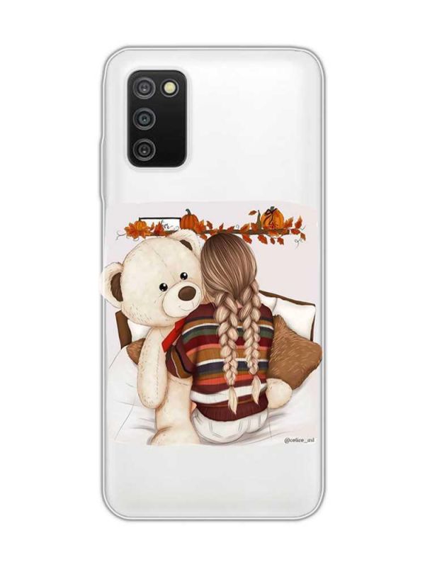 Прозорий чохол на Samsung Galaxy A03s :: Дівчинка з ведмедиком (принт 117)