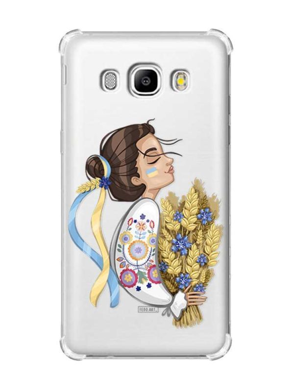 Чохол з потовщеними кутами на Samsung Galaxy J5(2016)/J510 :: Українка з колосками (патріотичний принт 172)