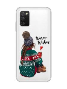 Прозорий чохол на Samsung Galaxy A03s :: Дівчина з кавою (принт 136)