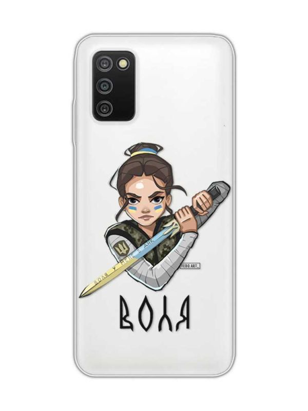 Прозорий чохол на Samsung Galaxy A03s :: Українська захисниця (патріотичний принт 169)