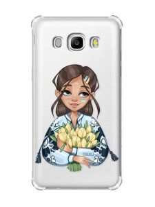 Чохол з потовщеними кутами на Samsung Galaxy J5(2016)/J510 :: Дівчина з тюльпанами (принт 22)