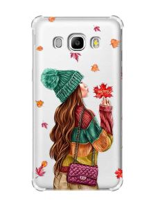 Чохол з потовщеними кутами на Samsung Galaxy J5(2016)/J510 :: Дівчина з листям (принт 221)