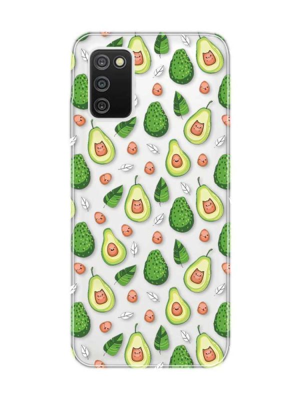 Прозорий чохол на Samsung Galaxy A03s :: Авокадо з котиками (принт 301)