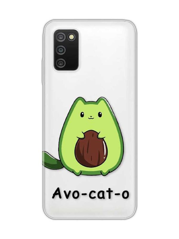 Прозорий чохол на Samsung Galaxy A03s :: Котик Авокадо (принт 306)