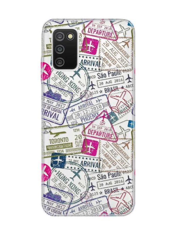 Прозорий чохол на Samsung Galaxy A03s :: Подорожі. Штампи (принт 316)