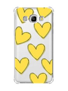 Чохол з потовщеними кутами на Samsung Galaxy J5(2016)/J510 :: Сердечка жовті (принт 259)