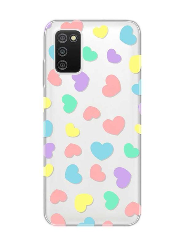 Прозорий чохол на Samsung Galaxy A03s :: Різнокольорові сердечка (принт 335)