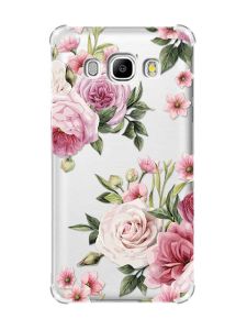 Чохол з потовщеними кутами на Samsung Galaxy J5(2016)/J510 :: Рожеві квіти (принт 287)