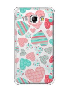 Чохол з потовщеними кутами на Samsung Galaxy J5(2016)/J510 :: Різнокольорові сердечка (принт 334)