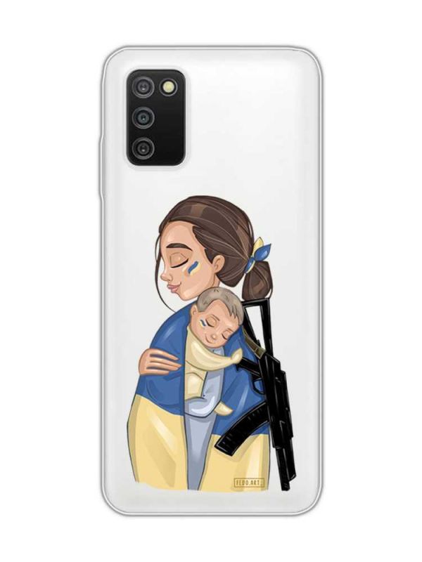 Прозорий чохол на Samsung Galaxy A03s :: Мама-захисниця (принт 20)