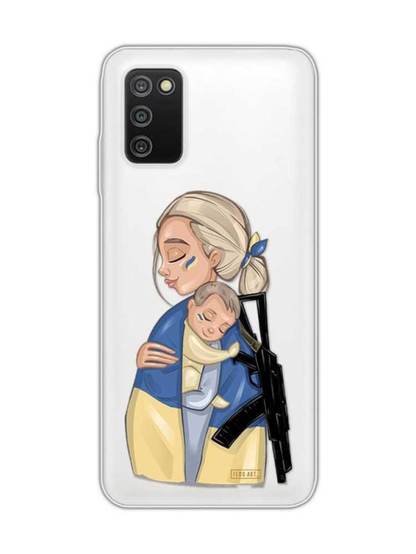 Прозорий чохол на Samsung Galaxy A03s :: Мама-захисниця (патріотичний принт 21)