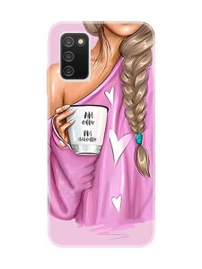 Прозорий чохол на Samsung Galaxy A03s :: Дівчина з кавою (принт 58)