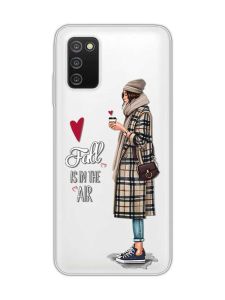 Прозорий чохол на Samsung Galaxy A03s :: Дівчина з кавою (принт 59)