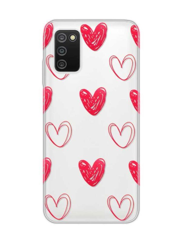 Прозорий чохол на Samsung Galaxy A03s :: Сердечка червоні (принт 77)