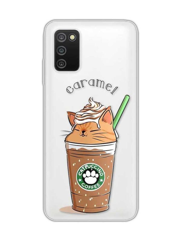 Прозорий чохол на Samsung Galaxy A03s :: Капучіно котик (принт 97)