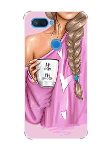 Чохол із потовщеними кутами на Xiaomi Mi 8 Lite :: Дівчина з кавою (принт 58)