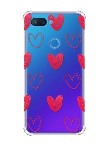 Чохол із потовщеними кутами на Xiaomi Mi 8 Lite :: Сердечка червоні (принт 77)