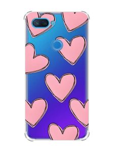 Чохол із потовщеними кутами на Xiaomi Mi 8 Lite :: Сердечка рожеві (принт 78)