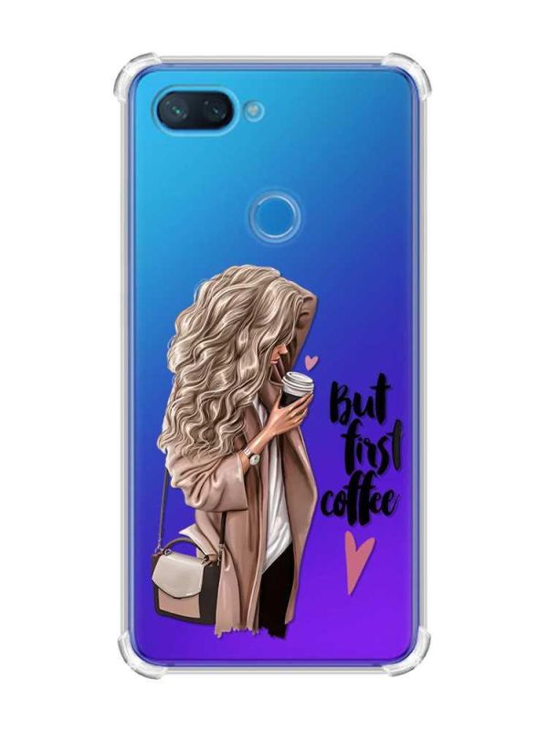 Чохол із потовщеними кутами на Xiaomi Mi 8 Lite :: Дівчина з кавою (принт 114)