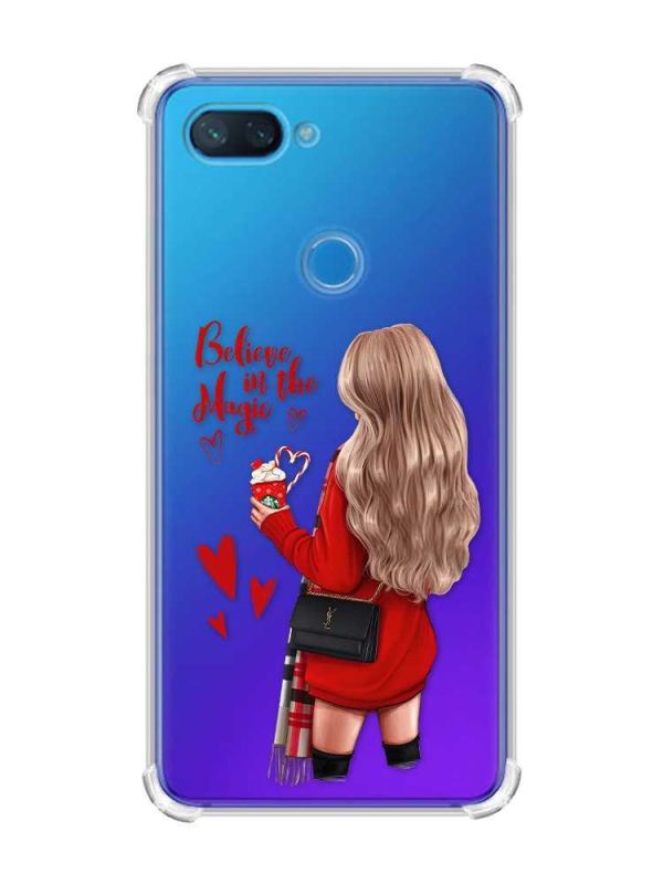 Чохол із потовщеними кутами на Xiaomi Mi 8 Lite :: Дівчина з кавою (принт 137)