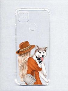 Чохол з потовщеними кутами на Xiaomi Redmi 9C/10A :: Дівчина з песиком (принт 115)