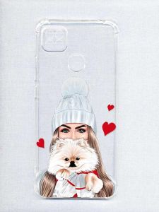 Чохол з потовщеними кутами на Xiaomi Redmi 9C/10A :: Дівчина з песиком (принт 142)