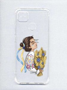 Чохол з потовщеними кутами на Xiaomi Redmi 9C/10A :: Українка з колосками (патріотичний принт 172)