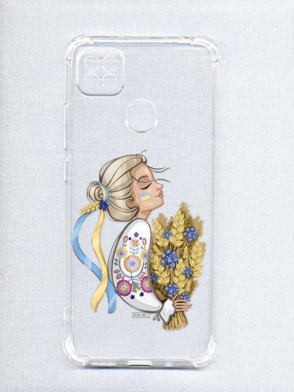Чохол з потовщеними кутами на Xiaomi Redmi 9C/10A :: Українка з колосками (принт 173)