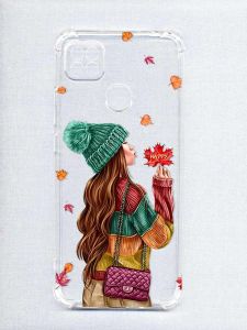 Чохол з потовщеними кутами на Xiaomi Redmi 9C/10A :: Дівчина з листям (принт 221)