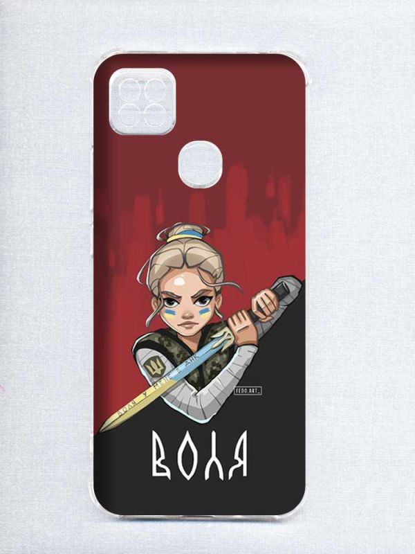 Чохол з потовщеними кутами на Xiaomi Redmi 9C/10A :: Українська захисниця (патріотичний принт 171)