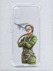 Чохол з потовщеними кутами на Xiaomi Redmi 9A :: Дівчина-пілот (патріотичний принт 6)