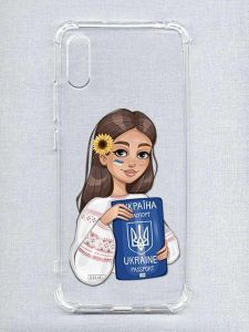 Чохол з потовщеними кутами на Xiaomi Redmi 9A :: Дівчина з паспортом (принт 12)