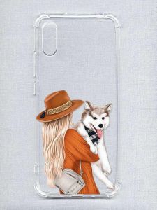 Чохол з потовщеними кутами на Xiaomi Redmi 9A :: Дівчина з песиком (принт 115)