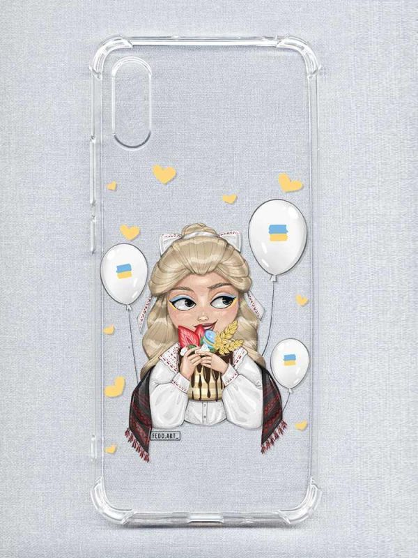 Чохол з потовщеними кутами на Xiaomi Redmi 9A :: Українка з солодощами (патріотичний принт 175)