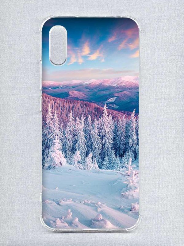 Чохол з потовщеними кутами на Xiaomi Redmi 9A :: Зимові гори (принт 163)