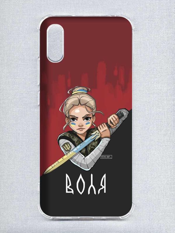 Чохол з потовщеними кутами на Xiaomi Redmi 9A :: Українська захисниця (патріотичний принт 171)