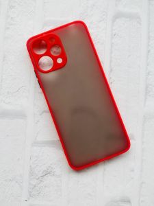 Прозорий матовий чохол із силіконовим бампером для Xiaomi Redmi 12 Червоний
