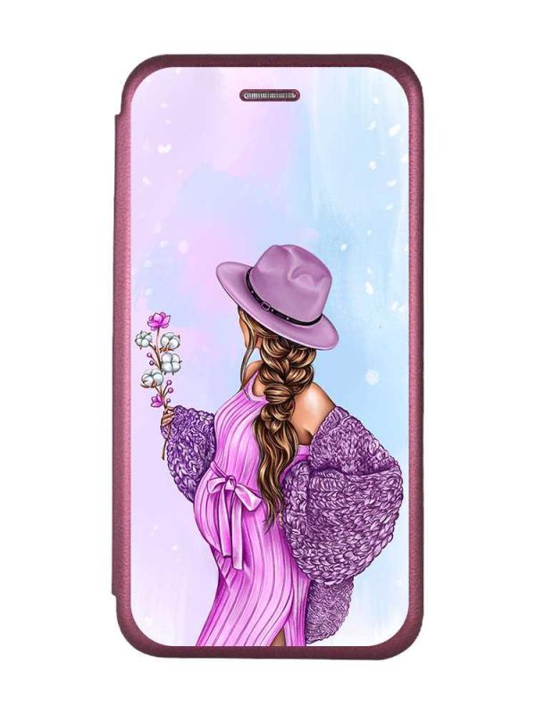 Чохол-книжка з малюнком для Samsung Galaxy A34 5G Бордовий :: В очікуванні дівчинки (принт 223)