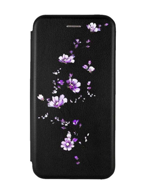 Чохол-книжка з малюнком для Samsung Galaxy S21 FE Чорний :: Гілочка квітів (принт 278)