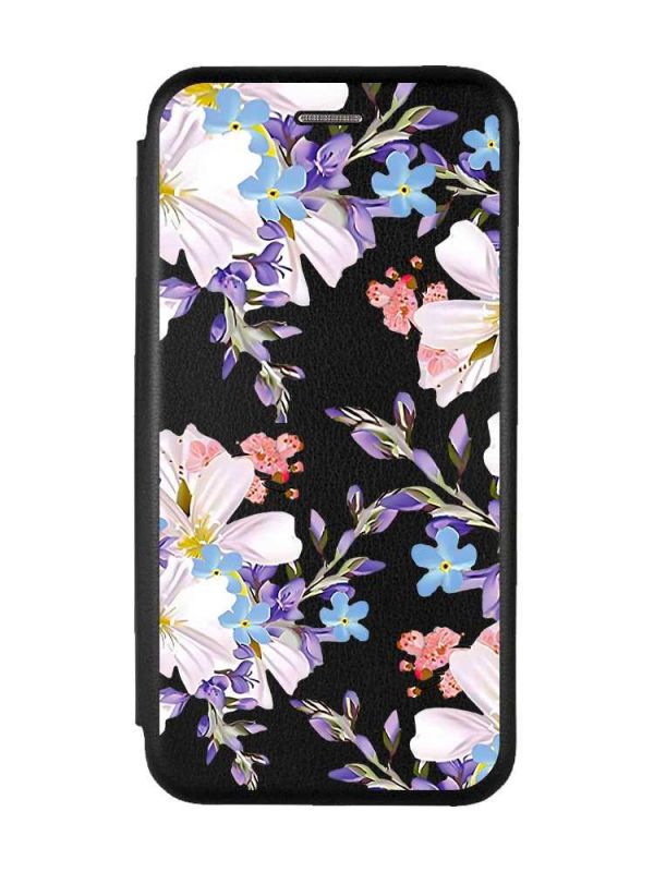 Чохол-книжка з малюнком для Samsung Galaxy S21 FE Чорний :: Квітковий малюнок (принт 272)