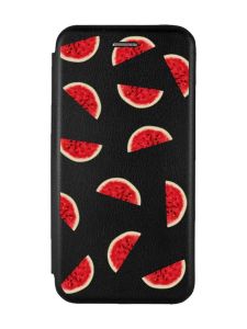 Чохол-книжка з малюнком для Samsung Galaxy S21 FE Чорний :: Скибки кавуна (принт 34)